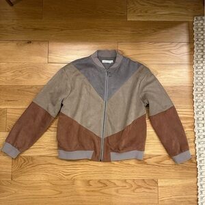 Paper Crane Gray and Tan Zip-Up Jacket